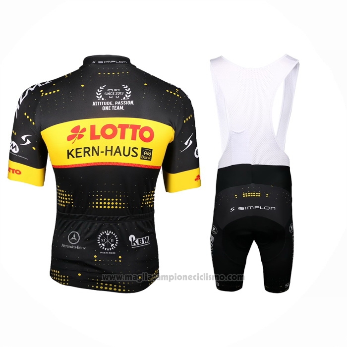 2024 Abbigliamento Ciclismo Lotto-Kern Haus Nero Giallo Manica Corta e Salopette